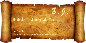 Bekő Jonatán névjegykártya